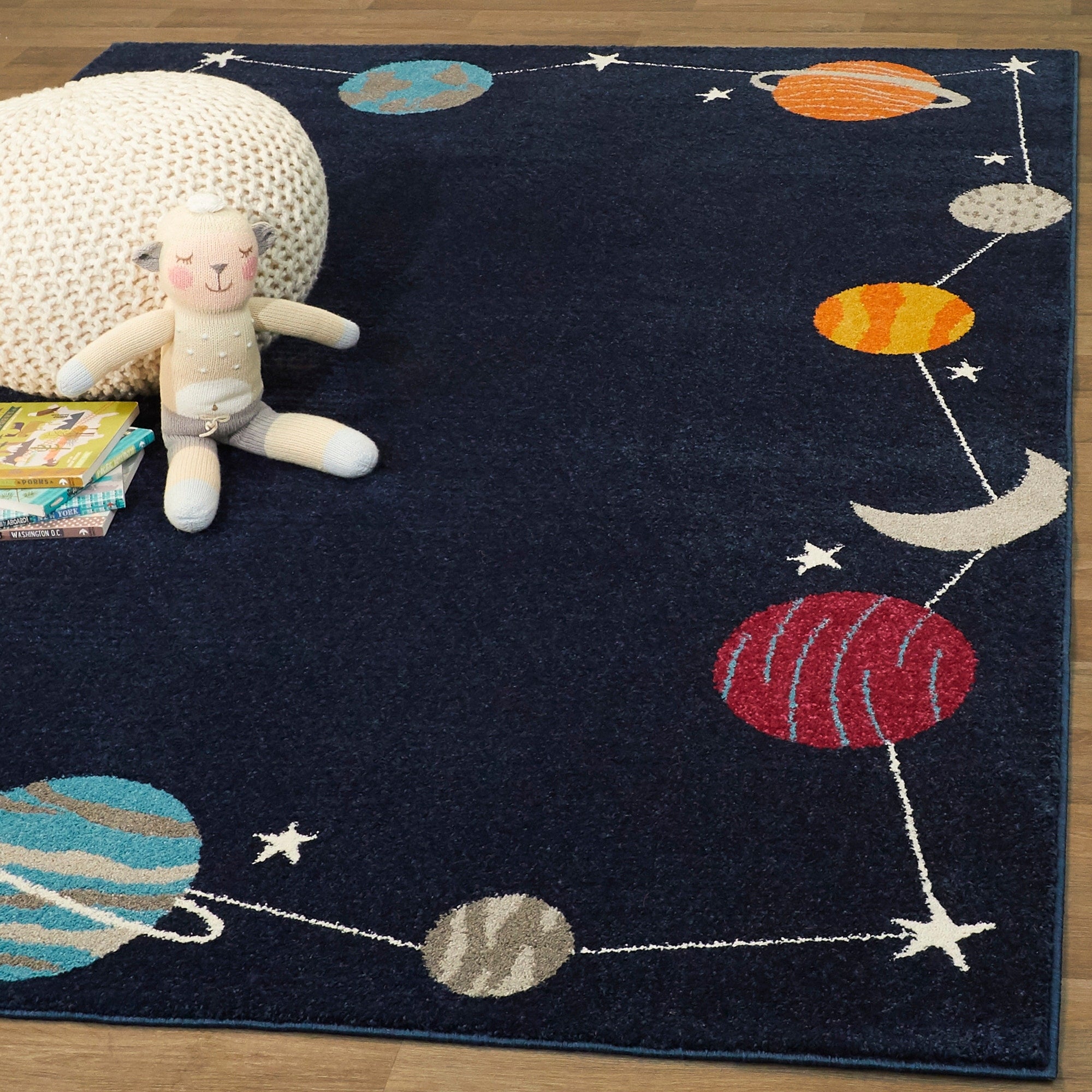 Mod Tod Planet Border Kids Area Rug