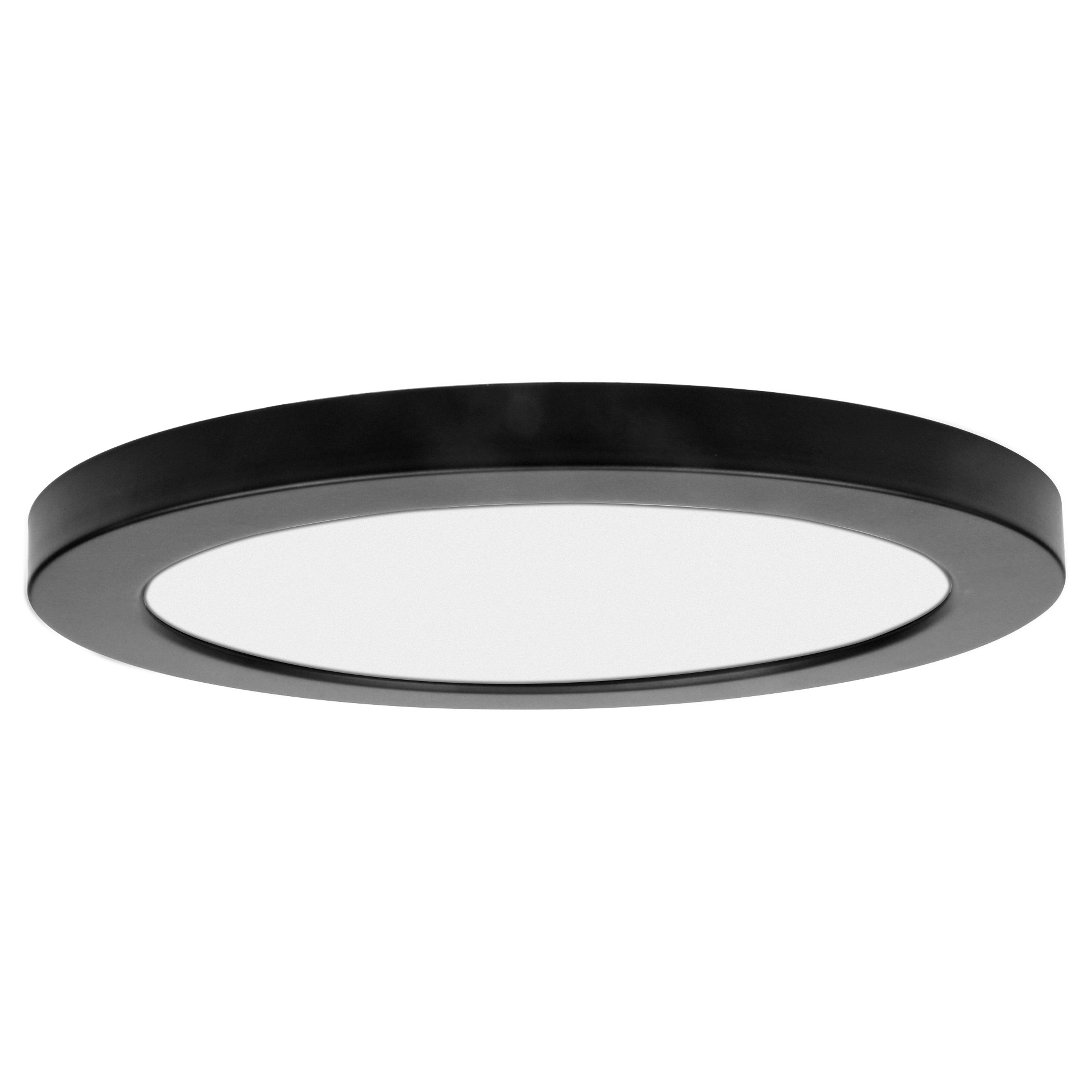 Modplus 7 Inch Black Led Round Dimmable Flush Mount With Acrylic Lens