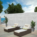 3 Piece Patio Wicker Adjustable Chaise Lounge Set Sunbed Daybed By Moda Furnishings