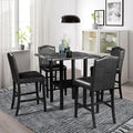 Moda Angela 5 Piece Dining Set With 4 Black Chairs Bottom Shelf