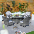 5 Piece Patio Wicker Dining Table Set With Cushions By Moda Furnishings
