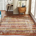 Porch Den Pommel Distressed Red Gold Striped Indoor Outdoor Area Rug