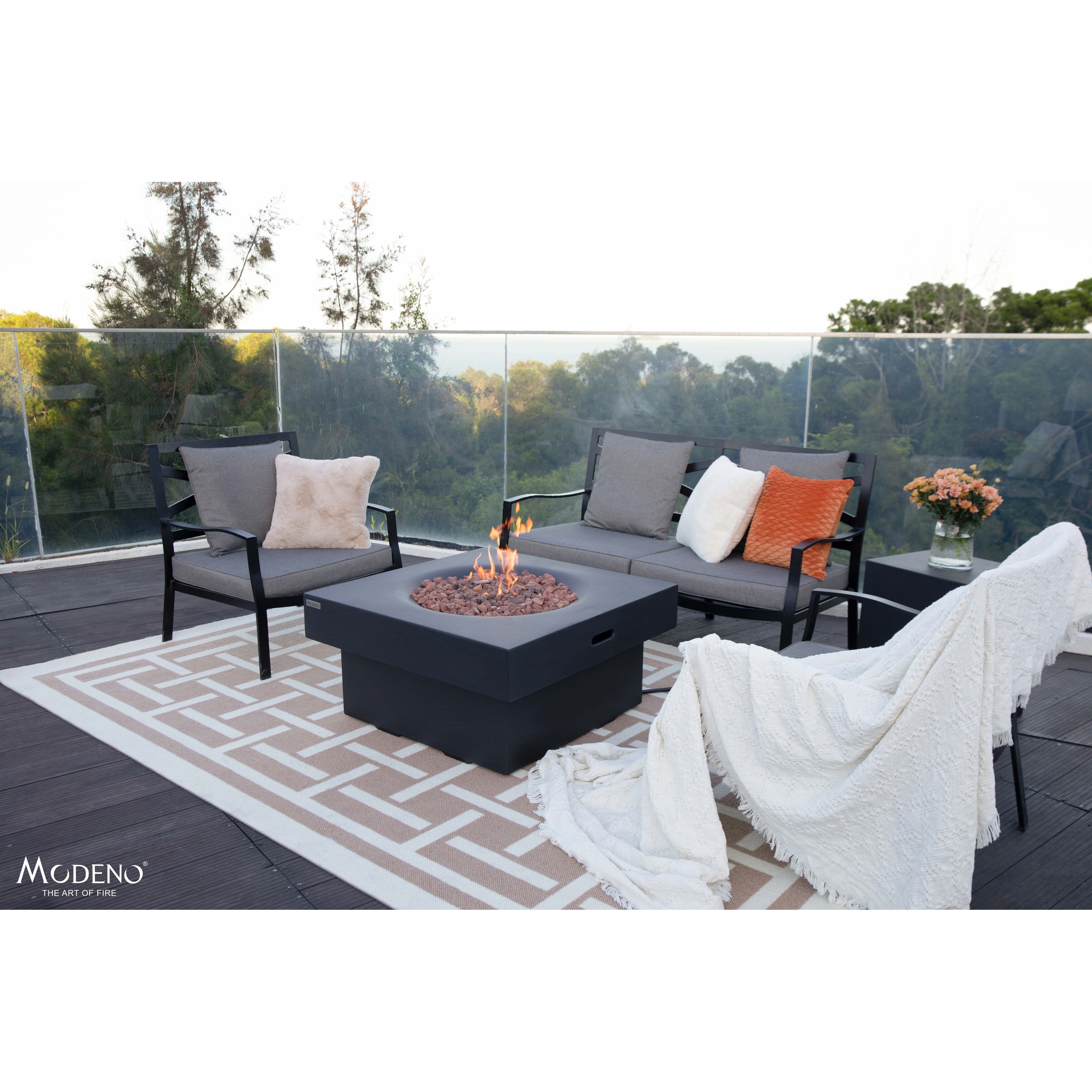 Modeno Branford Black Concrete Color Natural Gas Fire Table