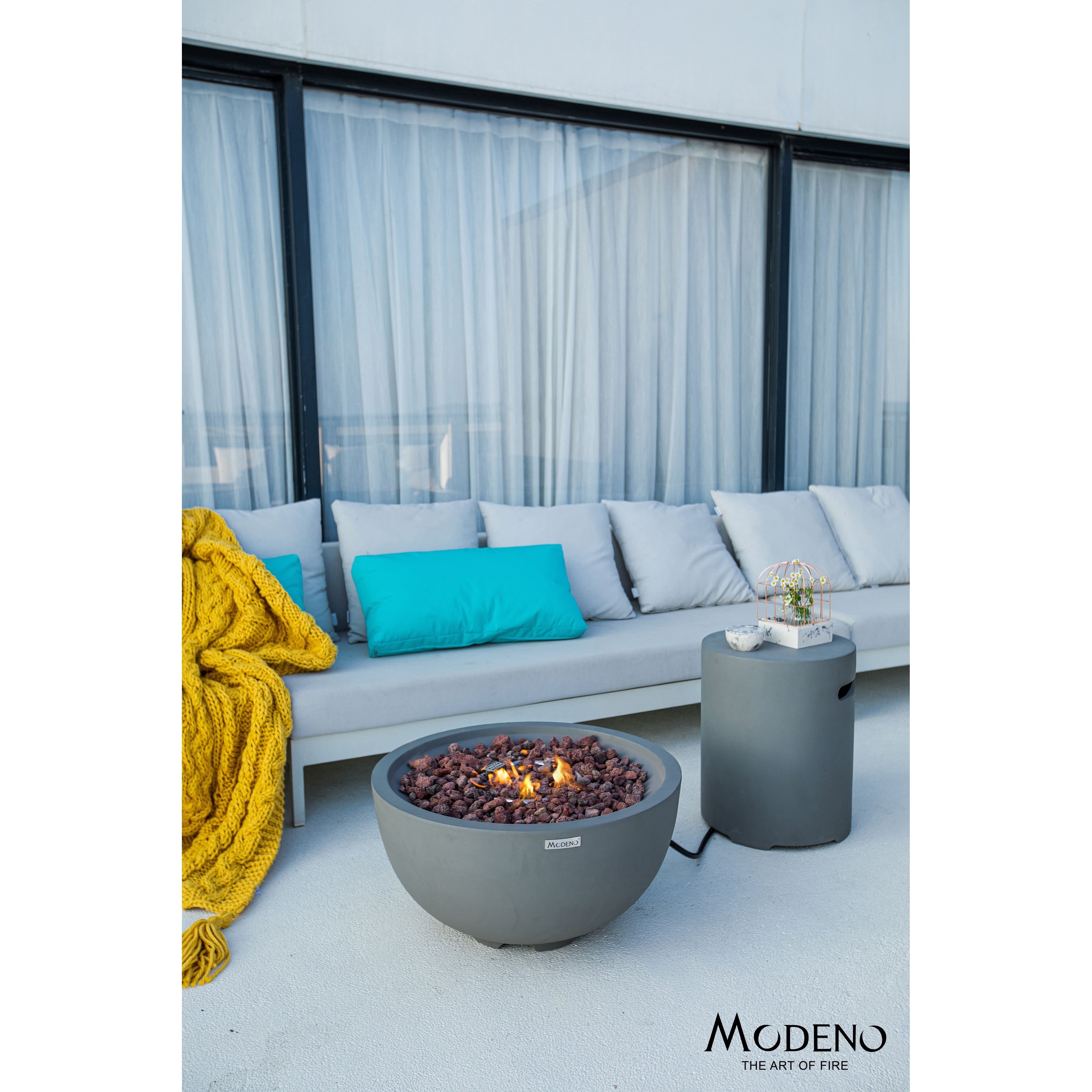 Modeno Nantucket Gray Concrete Fire Bowl Propane Assembly