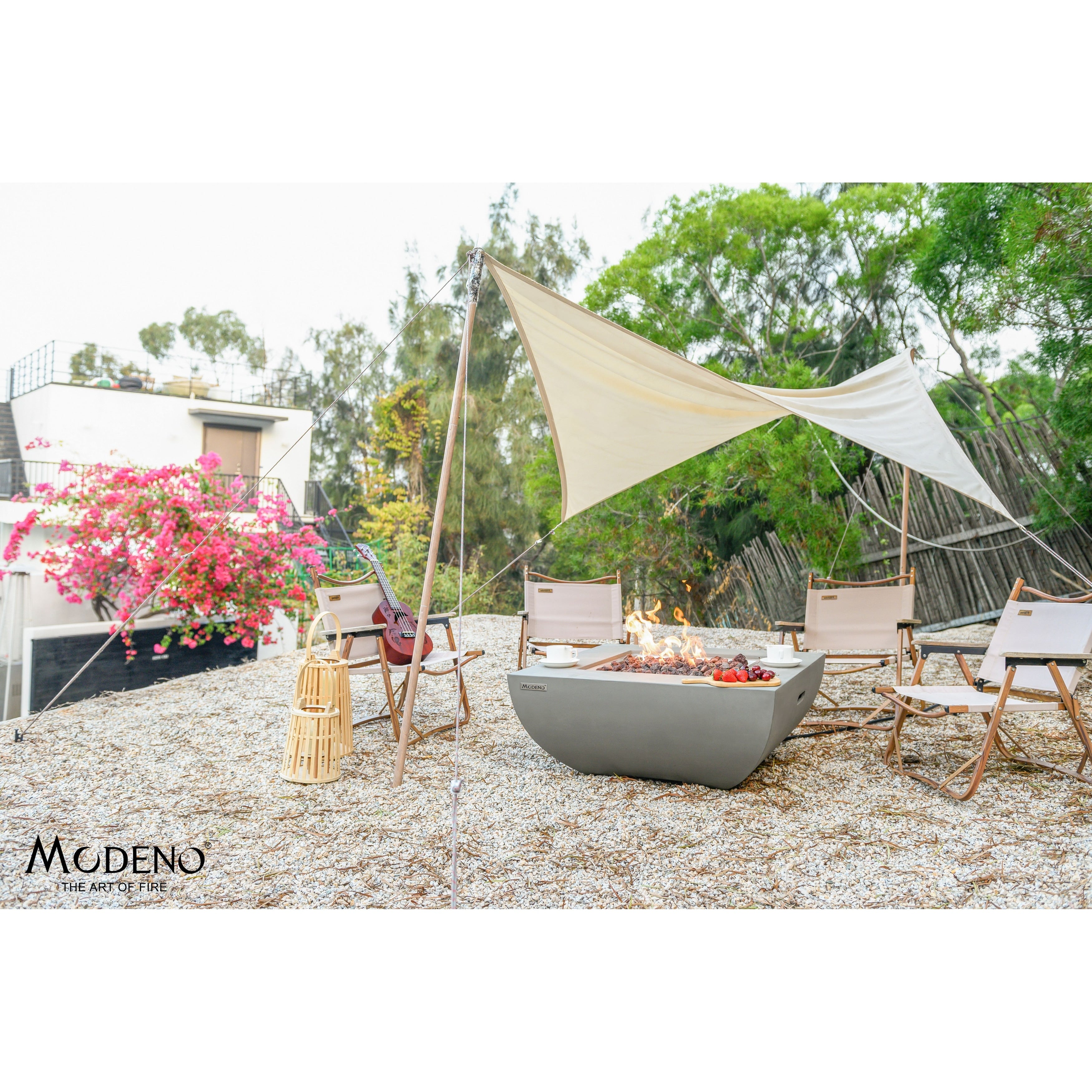 Modeno Westport Gray Concrete Color Fire Table Natural Gas 50 000 Btus