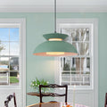 Modern 1 Light Green Dome Pendant Light With Decorative Wood Accent