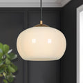 Modern 1 Light Opal Glass Pendant Light Gold Dome Hanging Light For Kitchen Island Dining Room Diameter 9.5 Height 7.5