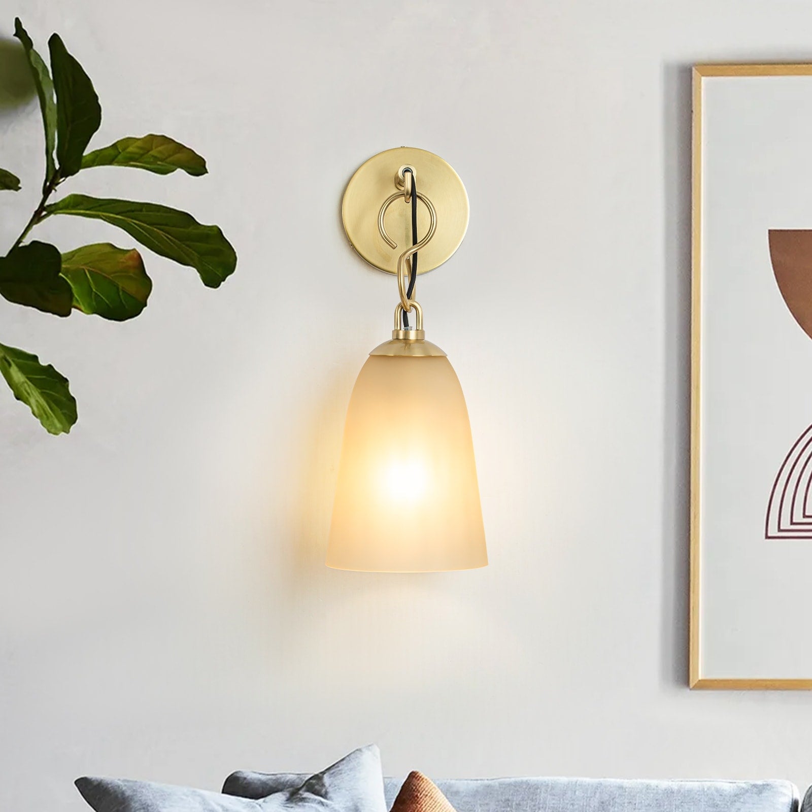 Modern 1 Light Wall Sconce With Long Bell Glass Shade Lighting