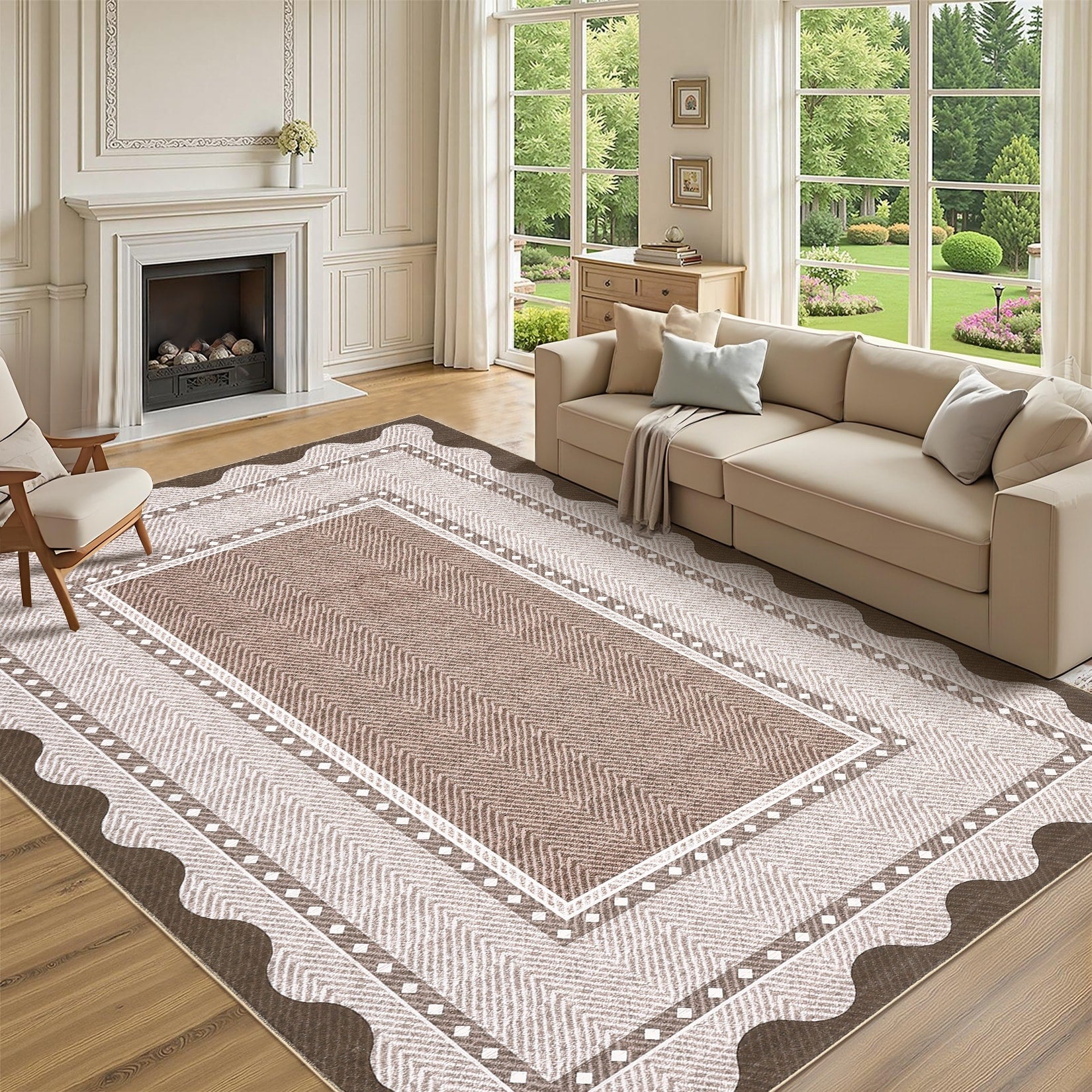 Modern 10X13Area Rug Textured Border Minimalist Washable Area Rug 23 X 12 Runner
