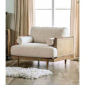 Modern 1Pc Beige Finish Chair Rattan Details W Pillows Living Room Furniture