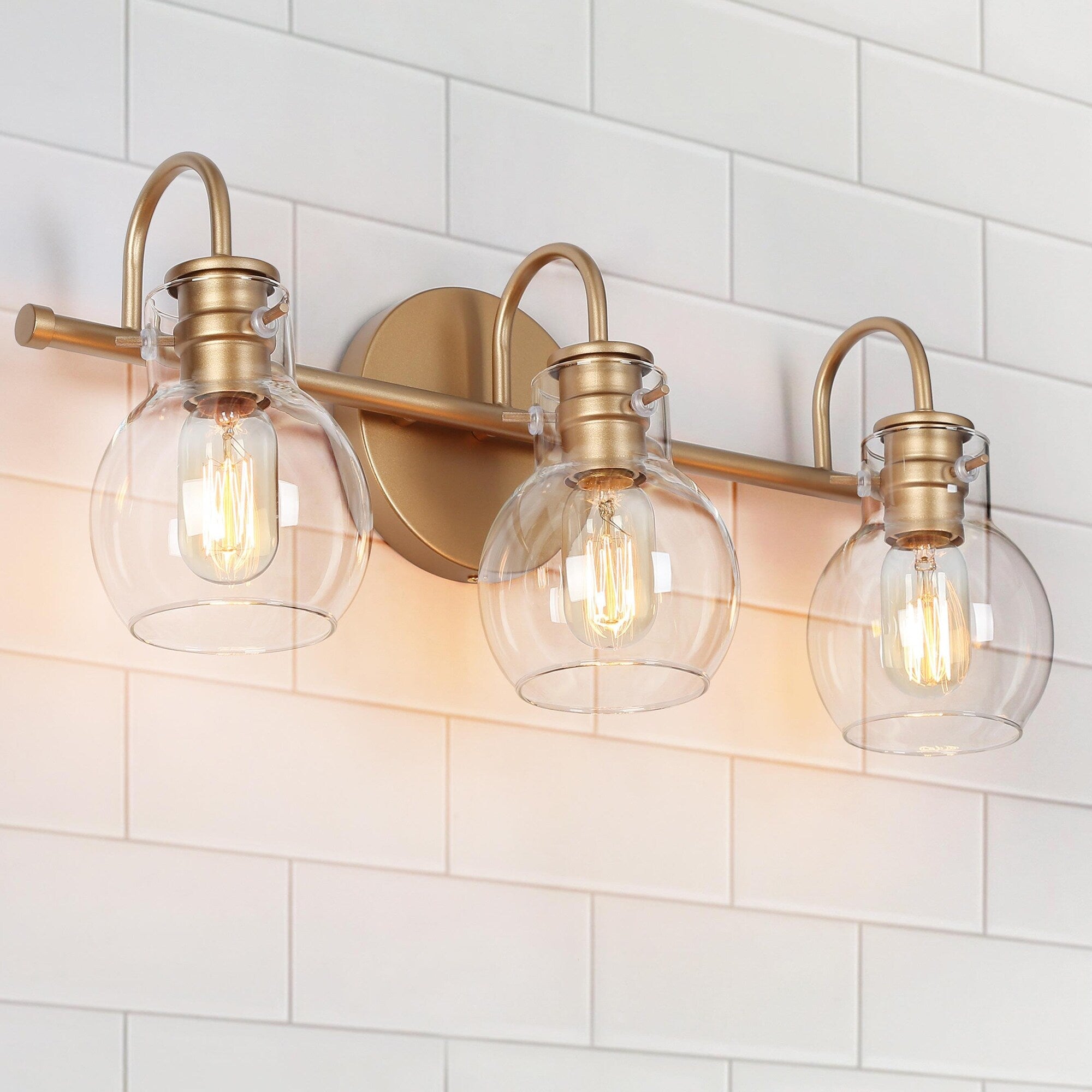 Gold Wall Sconces With Clear Glass Wall Lighting For Bathroom N A