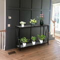 Modern 2 Layers Iron Base Console Table Grey