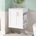 Modern 20 Wall Mounted Bathroom Vanity With Integrated Ceramic Sink Soft Closing Door And Side Storage Shelf By Gdfstudio