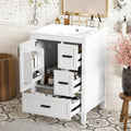 Modern 24 Inch Bathroom Vanity With Ceramic Sink Soft Close Door Double Layer Door Shelf And 3 Drawers