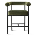 Modern 24 Upholstered Velvet Solid Back Counter Stool With Arms