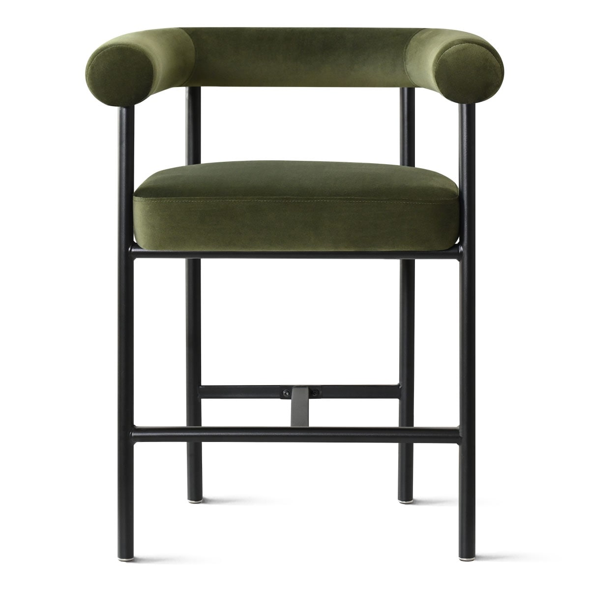 Modern 24 Upholstered Velvet Solid Back Counter Stool With Arms