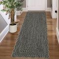 Modern 2X10Area Rug Scalloped Border Braided Print Low Pile Rug 23 X 12 Runner