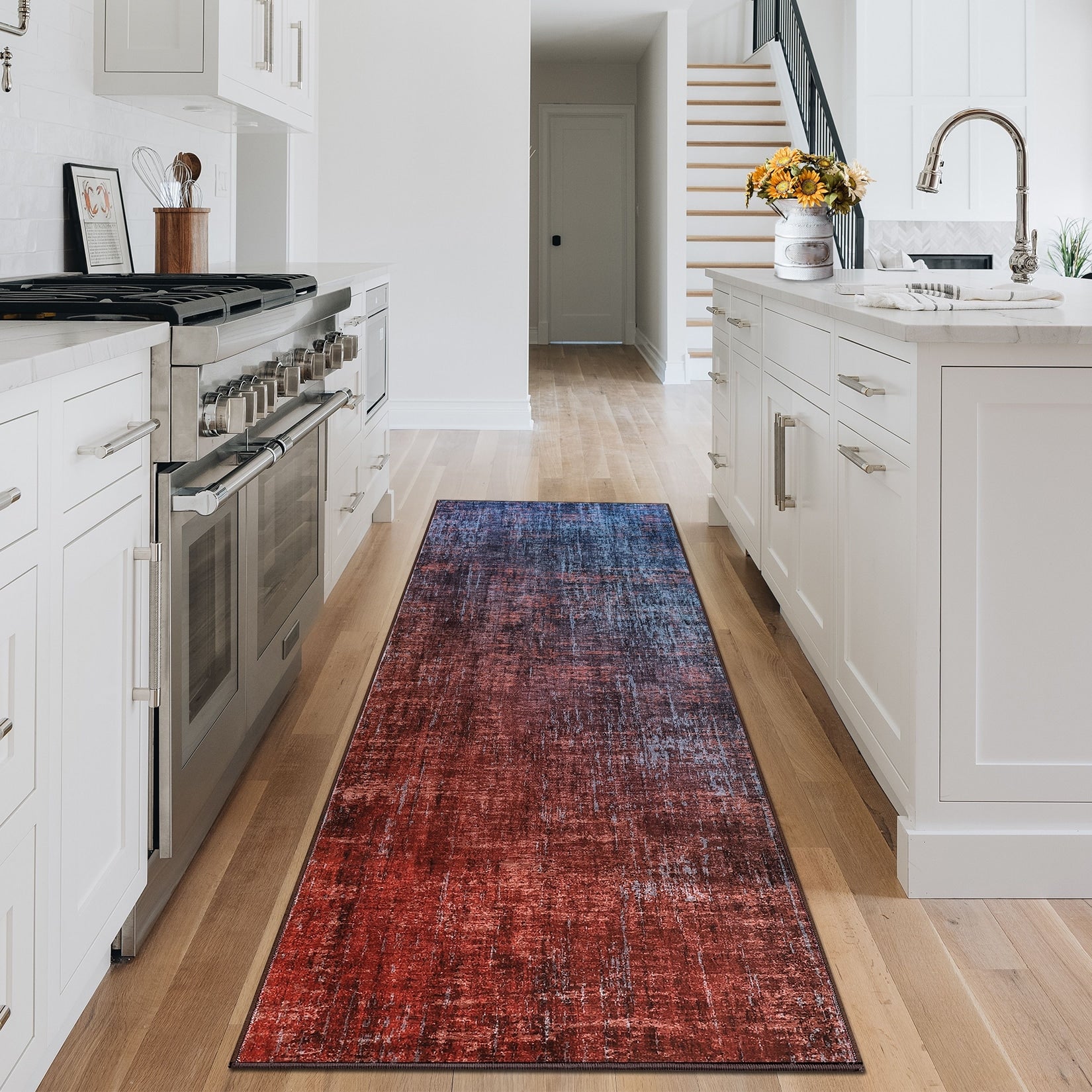 Modern 2X6Area Rug Modern Gradient Thin Non Shed Washable Rug 23 X 12 Runner