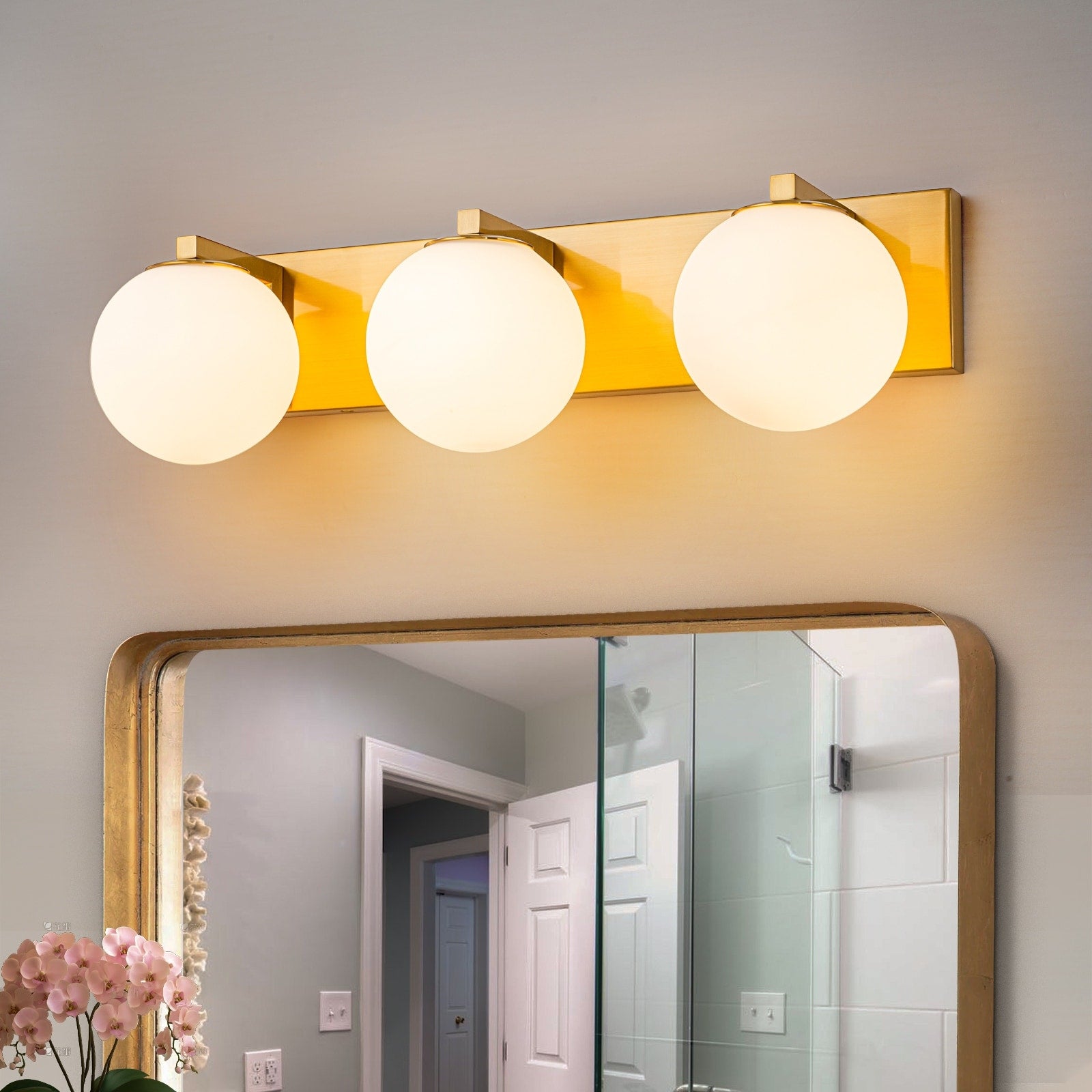 Modern 3 4 Light Bathroom Vanity Light With Opal Glass Globe