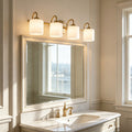 Modern 3 4 Lights Gold Vanity Light With Cylinder Frosted Glass Shades
