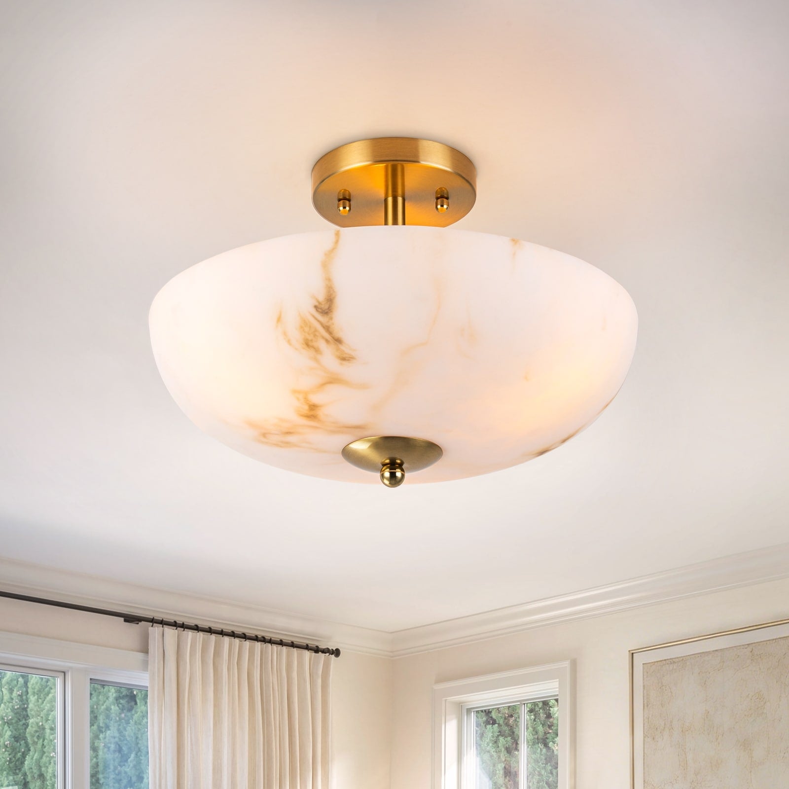 Modern 3 Light Cone Flush Mount Ceiling Light Brass