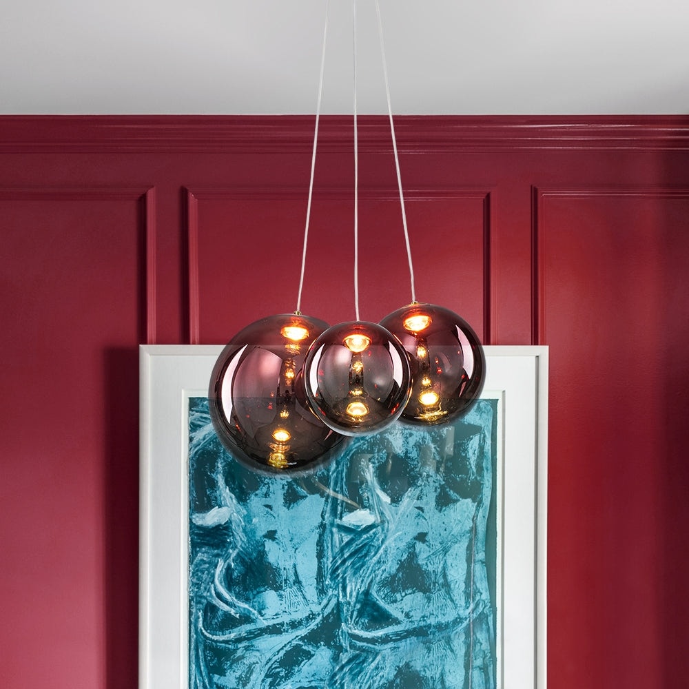 Modern 3 Light Dimmable Led Glass Globe Bubble Cluster Chandelier