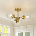 Modern 3 Light Glass Globe Sputnik Semi Flush Mount 20.5In