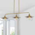 Modern 3 Light Linear Pendant Light With Clear Glass Lampshades Dia.42.13 In