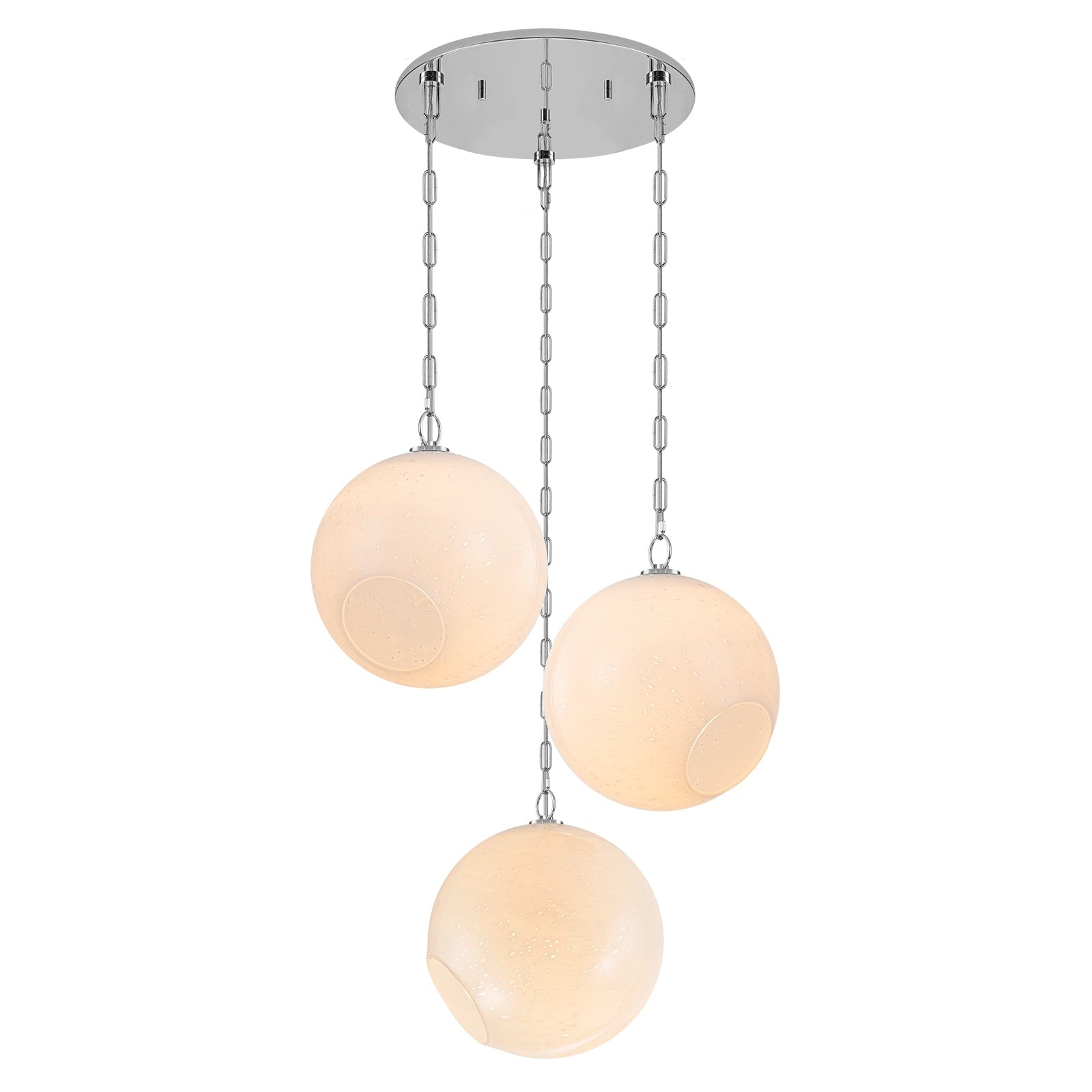 Modern 3 Light White Bubble Glass Globe Pendant With Angled Openings Dia.16.93 In