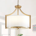 Modern 3 Light White Fabric Design Candle Style Pendant Light For Dining Room