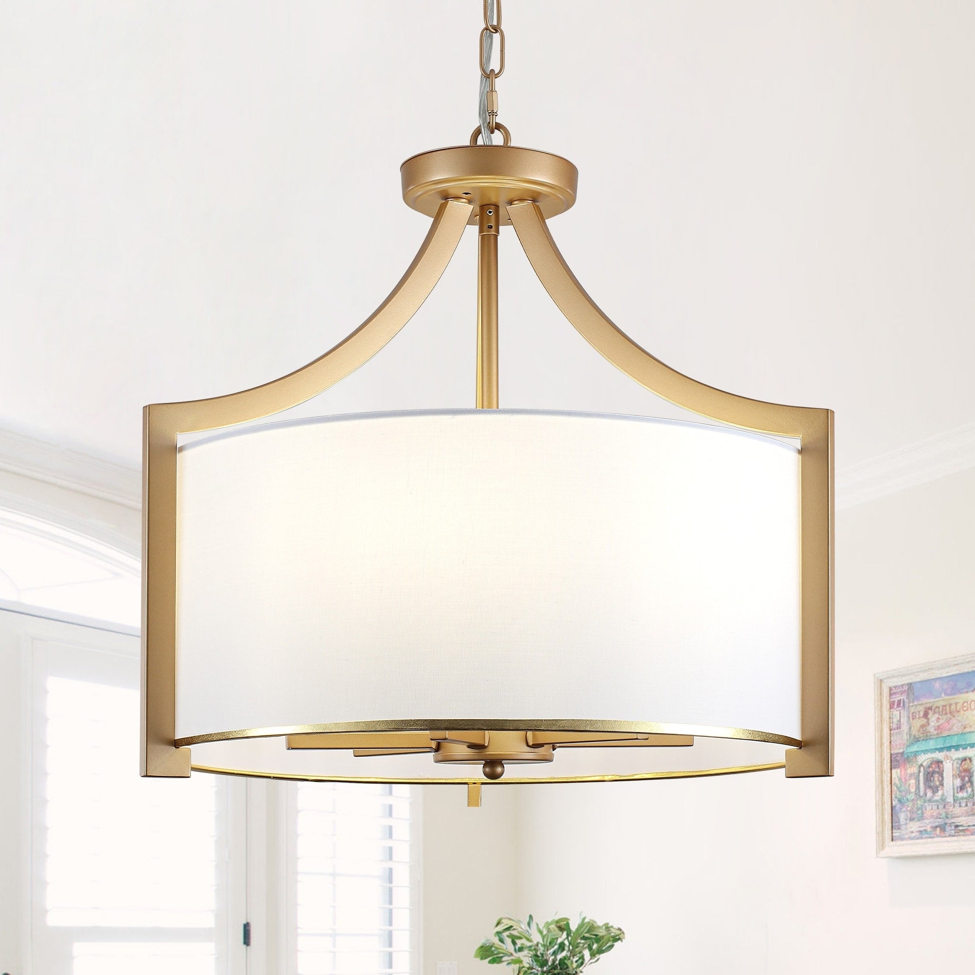 Modern 3 Light White Fabric Design Candle Style Pendant Light For Dining Room
