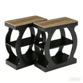 Modern 3 Tier Narrow Nightstand With Curved Frame Rustic Oak Black