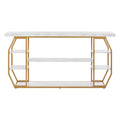 Modern 3 Tiers Faux Marble Console Table