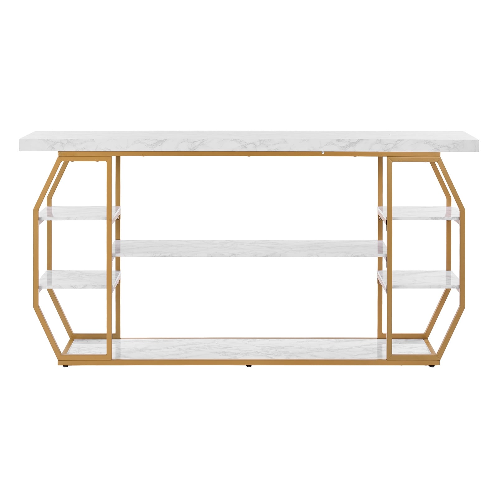 Modern 3 Tiers Faux Marble Console Table