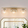 Modern 3 Lights Bathroom Vanity Lighting Gloden Wall Sconce L22 X H8.5 X E7.5