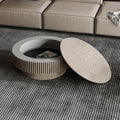 Modern 31.5 Round Coffee Table With Storage Solid Wood Veneer For Living Room And Bedroom Use