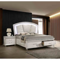 Modern 3Pc Led Storage Bed Two Nightstands Solid Wood Bedroom Set