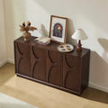 Modern 4 Door Accent Cabinet With Adjustable Shelves Solid Wood Carved Sideboard With Cable Management