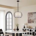 Modern 4 Light Metal Lantern Pendant Light With White Cylinder Lampshade