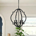 Modern 4 Light Open Cage Candle Style Pendant Light Fixture For Dining Room