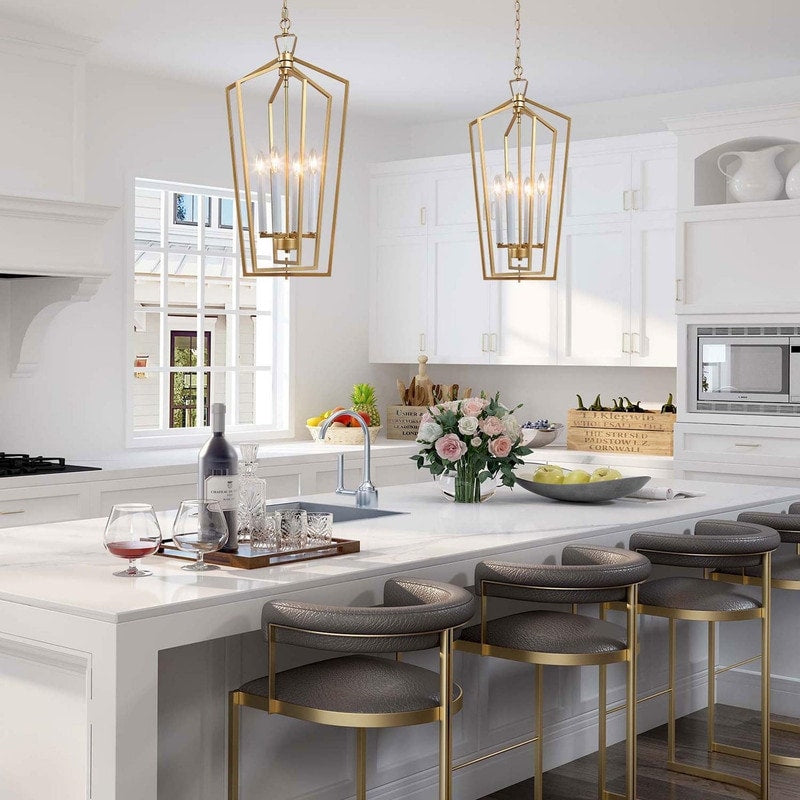Modern 4 Lights Pendant Lighting Chandelier Light Fixture For Kitchen Dining Room W14 Xh28.3