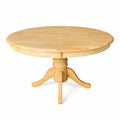 Modern 47 Inch Round Dining Table Natural Wood Finish Solid Rubberwood