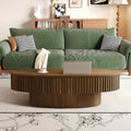Modern 47 Oval Coffee Table With Storage Solid Wood Veneer For Living Room And Bedroom Decor