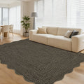 Modern 4X6Area Rug Scalloped Border Braided Print Low Pile Area Rug 23 X 12 Runner