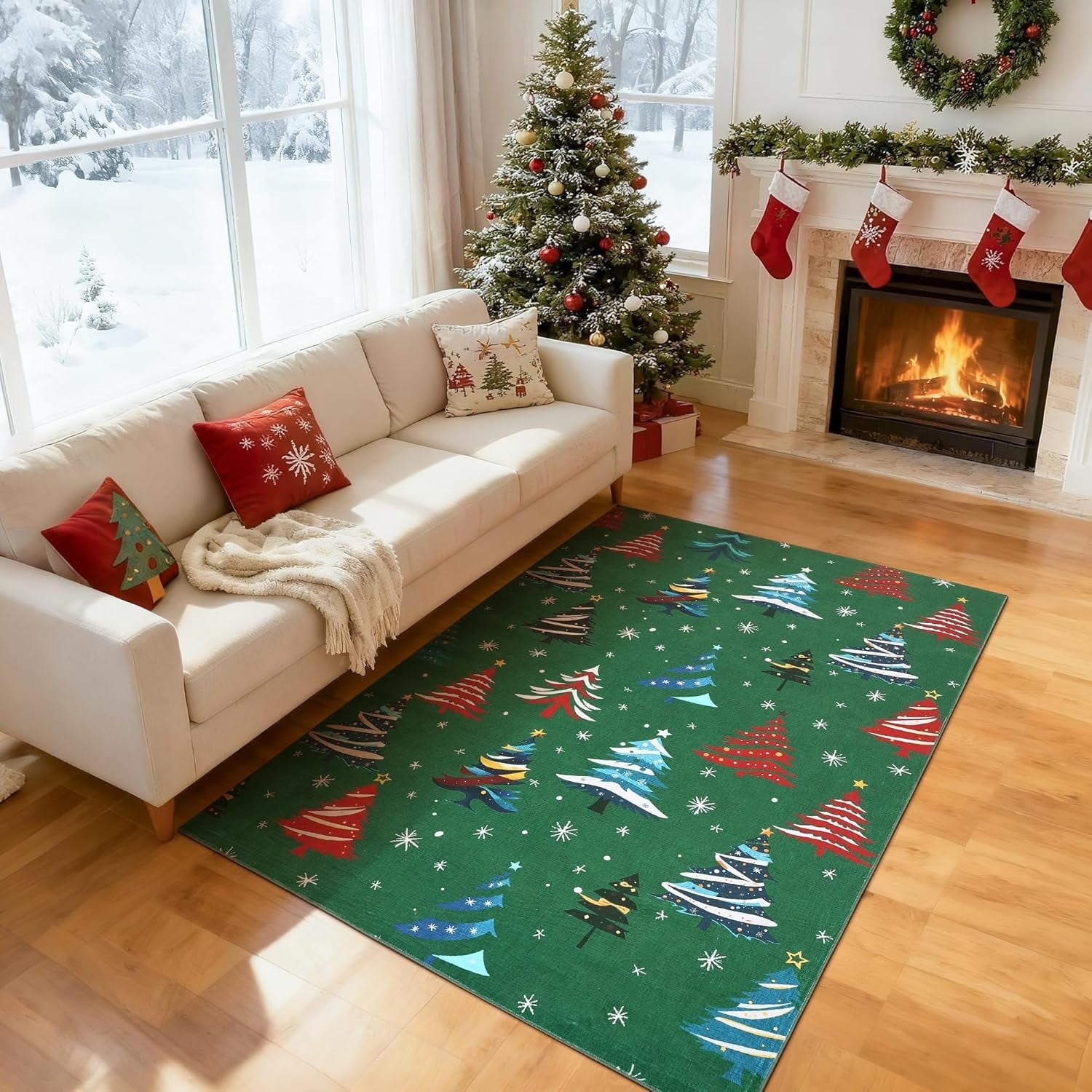 Modern 4X6Area Rug Green 4X6 Christmas Tree Holiday Area Rug 23 X 12 Runner