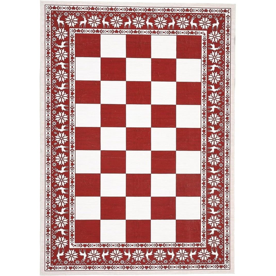 Modern 4X6Area Rug Red 4X6 Checkered Christmas Runner Rug 23 X 12 Runner