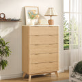 Modern 5 Chest Of Drawers Wood Dresser For Bedroom Living Room