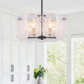 Modern 5 Light Glass Chandelier With Cloudy White Shades Dia.17.72 In
