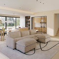 Modern 5 Piece Power Reclining Sectional Sofa Withheating Soft Linen Fabric