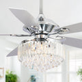 Modern 52 Inch Chrome And Crystal Ceiling Fan With Remote 52 In